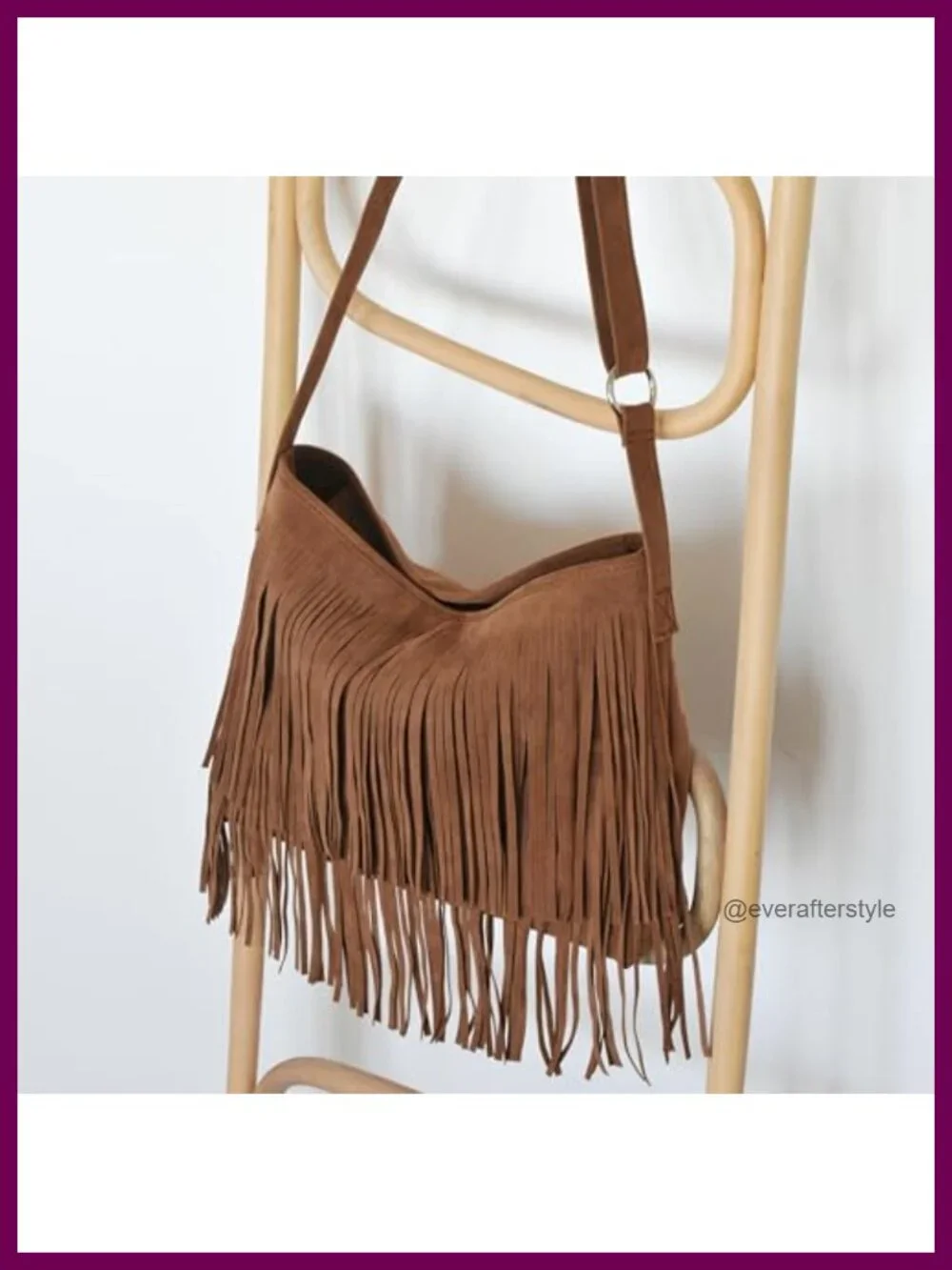 HOXIS Tassel Faux Suede Leather Hobo Cross Body Shoulder Bag Womens Sling Bag